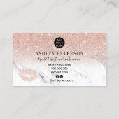Naam typografie roos goud glitter marmer lippen visitekaartje (Achterkant)