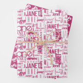 Naam Typografie Roze Wide Cloud Wrapping Pap Inpakpapier Vel (In situ)