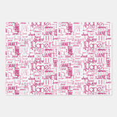 Naam Typografie Roze Wide Cloud Wrapping Pap Inpakpapier Vel (Voorkant)