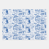 Naam Typografie Wit Blauw Woord Cloud 50th Inpakpapier Vel (Voorkant)