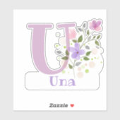 Naam Una met de letter U Sticker Uitknippen (Vel)