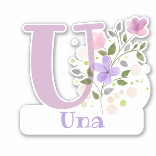 Naam Una met de letter U Sticker Uitknippen (Voorkant)