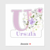 Naam Ursula & Initiaal met bloemendesign Sticker (Vel)