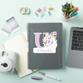 Naam Ursula & Initiaal met bloemendesign Sticker (iPad Cover)