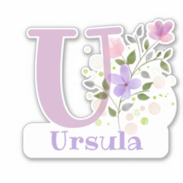 Naam Ursula & Initiaal met Floral Design Sticker