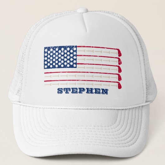 Naam US Vlag Golfclub Trucker Pet (Voorkant)
