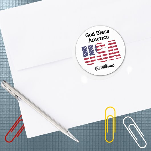 Naam, USA God Bless America 1.5-in of 3-in Ronde Sticker
