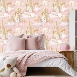 Naam Uw Prinses en Kasteel Roze ID1053 Behang