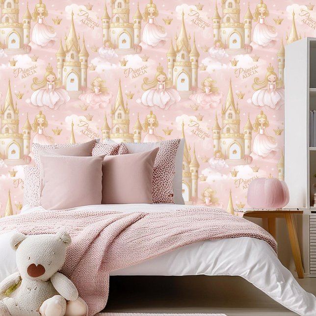 Naam Uw Prinses en Kasteel Roze ID1053 Behang (Creator heeft geüpload)