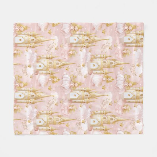 Naam Uw Prinses en Kasteel Roze ID1053 Fleece Deken (Voorkant (Horizontaal))