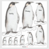 Naam Uw Winterpinguïn Familie van Nine Penguins Sticker (Vel)