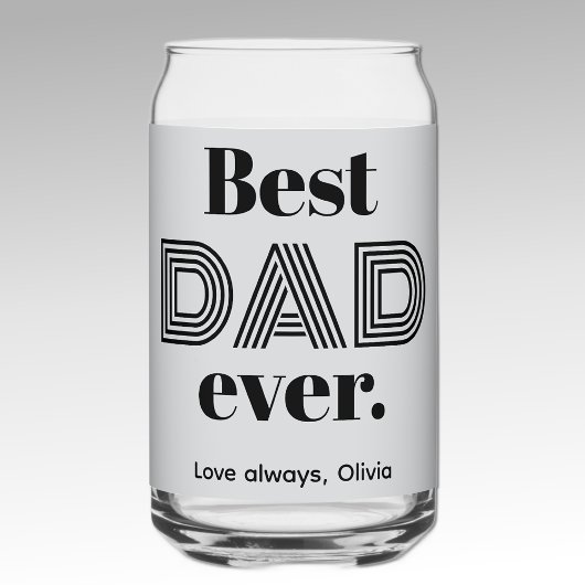 Naam, Vaderdag Beste DAD ooit 16oz Blikvorm Glas
