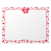 Naam: Valentijn Red Hearts Random Pattern Notitieblok (Voorkant)
