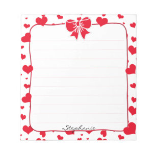 Naam: Valentijn Red Hearts Random Pattern Notitieblok