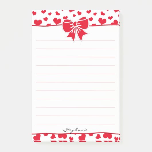 Naam: Valentijn Red Hearts Random Pattern Post-it® Notes (Voorkant)
