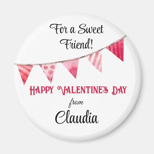 Naam | Valentijnsdag Flag Banner 2.25-in Ronde Magneet (Voorkant)