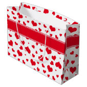 'Naam' Valentijnsdag Rood Random Hearts Patroon Groot Cadeauzakje (Achterkant Gekanteld)