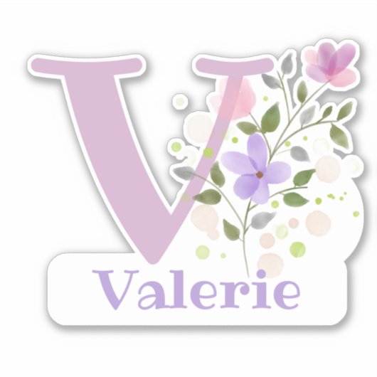 Naam Valerie met de Letter V Sticker Uitknippen (Voorkant)