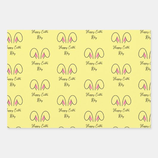 Naam van aangepast Kind Pasen Bunny Ears Inpakpapier Vel (Voorkant 2)