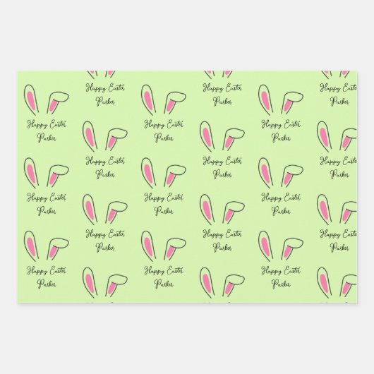 Naam van aangepast Kind Pasen Bunny Ears Inpakpapier Vel (Voorkant)