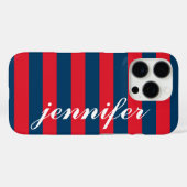 Naam van aangepast script voor rode en Navy Stripe Case-Mate iPhone Case (Achterkant (horizontaal))