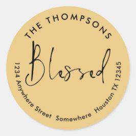 Naam van afgebeten retournering adres: Gold Black Ronde Sticker