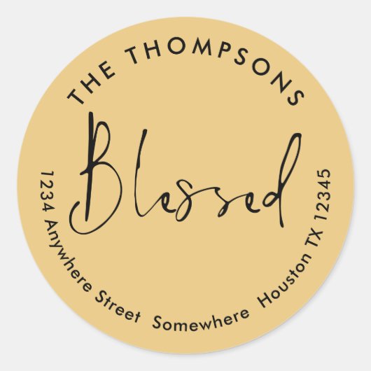 Naam van afgebeten retournering adres: Gold Black Ronde Sticker (Voorkant)