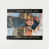 Naam van afgestudeerde foto jaar met ere graad wandkleed (Voorkant (horizontaal))