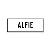 Naam van Alfie Rubberstempel (Afrduk)