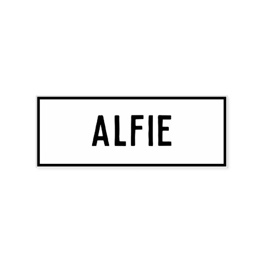 Naam van Alfie Rubberstempel (Afrduk)