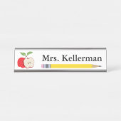 Naam van Apple- en Potcil-leraar Bureau Naambordje (Voorkant)
