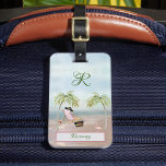 Naam van balkboomstructuurmonogram voor doorsnede bagagelabel<br><div class="desc">Fun Beach Scene Glam Palm Tree Monogram naam. Geniet ervan en het zou een echt leuk en uniek geschenk zijn. Als u ontwerpvragen hebt of hulp nodig hebt,  kunt u een chat of een e-mail sturen naar: charmdesignstudio@rcn.com</div>