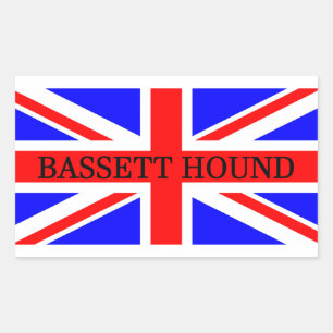 naam van bassett hound op flag rechthoekige sticker