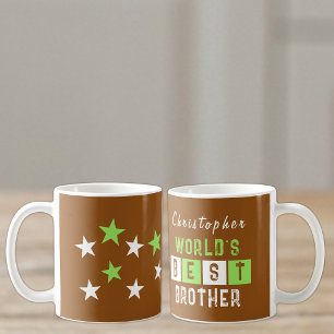 Naam van beste broer ter wereld sterren bruin koffiemok
