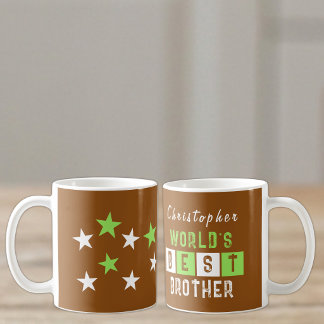 Naam van beste broer ter wereld sterren bruin koffiemok
