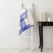 Naam van blauw Gingham Pattern Monogram Sherpa Deken (In situ)