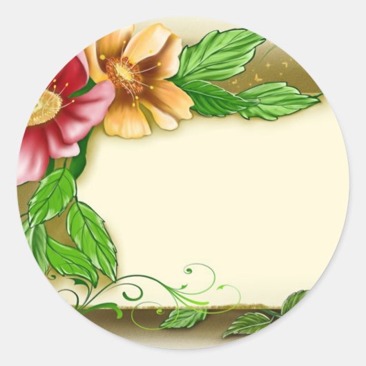 Naam van bloemen ronde sticker (Voorkant)
