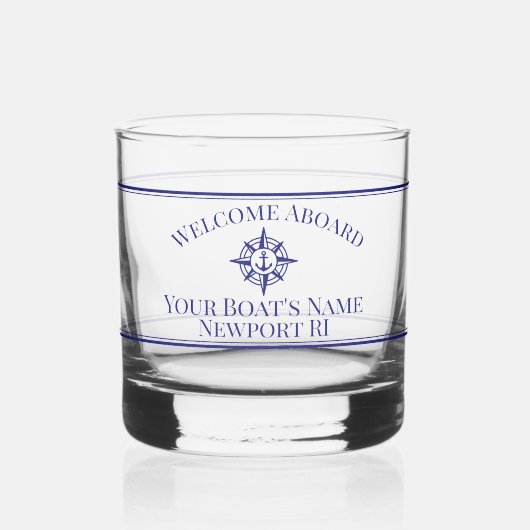 Naam van boot Dock Nautical Kompas Drinkset Whisky Glas (Links)