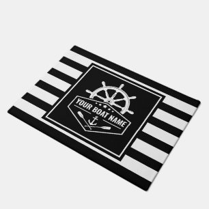 Naam van boot Nautical Anchor Oars & Ships Wheel S Deurmat