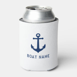Naam van boot Nautical Anchor White Blue Blikjeskoeler