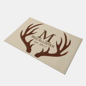 Naam van bruin deer Buck Antlers & Taupe Familie Deurmat (Schuin)