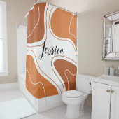 Naam van bruin modern geometrisch Abstract vormpat Douchegordijn (In situ)