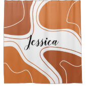 Naam van bruin modern geometrisch Abstract vormpat Douchegordijn (Voorkant)