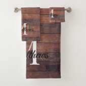 Naam van bruin Rustisch monogram Bad Handdoek (Insitu)