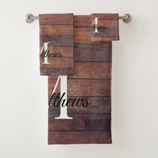 Naam van bruin Rustisch monogram Bad Handdoek (Insitu)