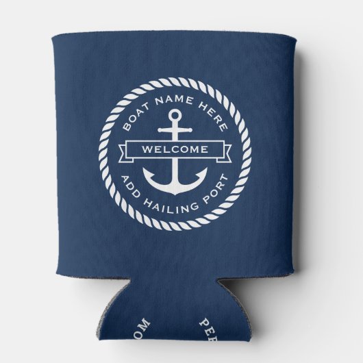 Naam van de ankerboot of het touw, heihaven blikjeskoeler (Achterkant)