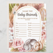 Naam van de Baby Animals Baby shower Game (Voorkant / Achterkant)