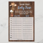 Naam van de Baby Tune AA Cowboy Shower Game Kaart (Voorkant)