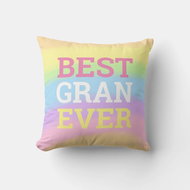 Naam van de beste Gran Ever Rainbow-kleuren Kussen (Voorkant)