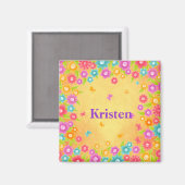 Naam van de bloem en vlinder magneet (Voorkant / Achterkant)